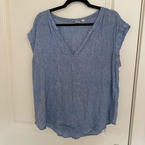 GAP Chambray Short-Sleeve Blouse (medium)